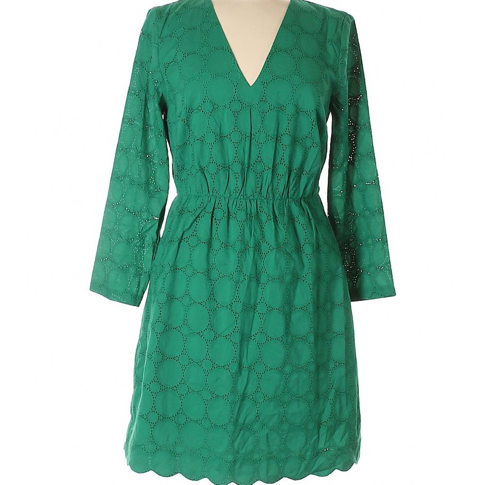 J. Crew Factory Green Long-Sleeve Dress 6